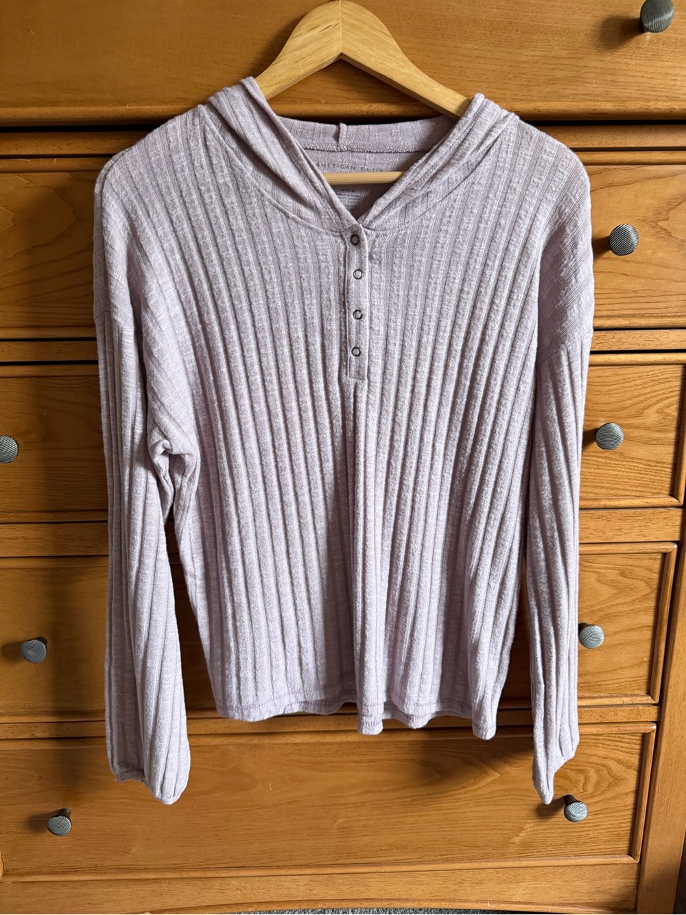 American Eagle Soft & Sexy Plush Hooded Womens Henley Size Medium Ribbed Cozy
